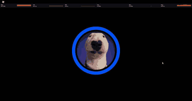 a picture of a bull terrier in a blue circle