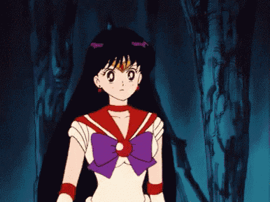 a girl with long black hair is wearing a sailor uniform with a purple bow .