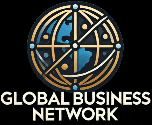 a logo for the global business network with a globe