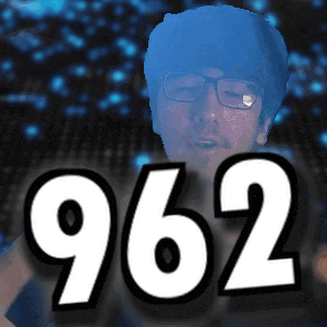 a man with glasses and the number 962 on his face