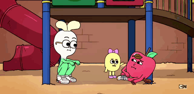 a cartoon of a playground with the cn logo on the bottom