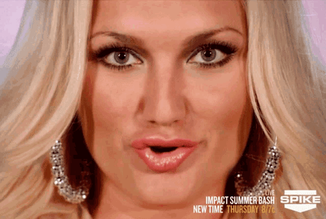 a close up of a woman 's face with the words impact summer bash on the bottom right