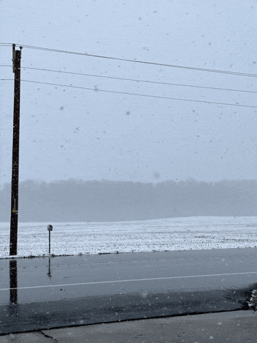 a snowy field with a street sign that says no parking