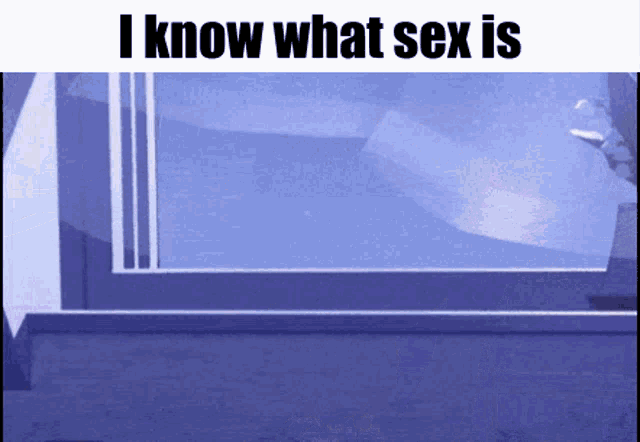 a blue background with the words " i know what sex is " at the top
