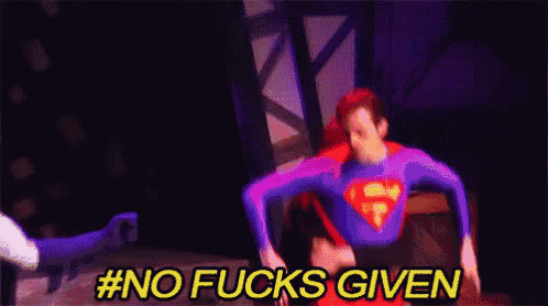 a man in a superman costume is dancing with another man in a batman costume