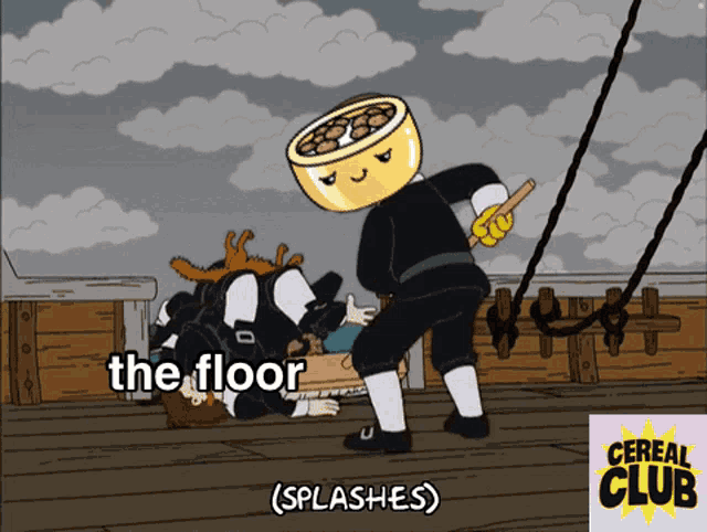 a cereal club ad shows a cartoon character holding a hammer
