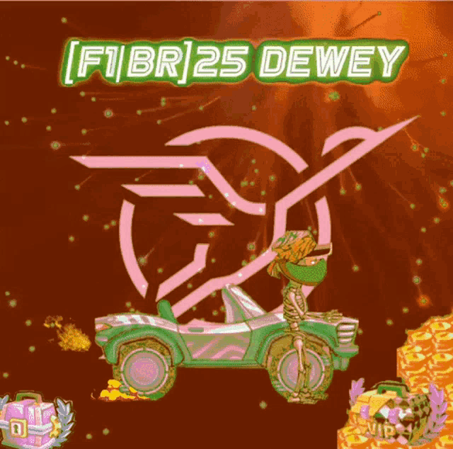 a picture of a car with the words f1br25 dewey on it