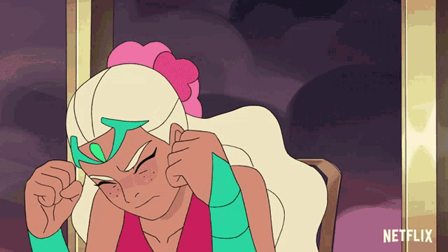 a cartoon of a woman sitting in a chair with netflix written in the corner