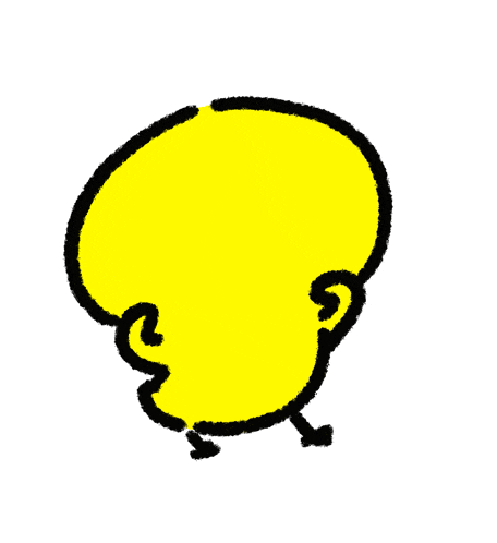 a cartoon drawing of a yellow circle with a black outline