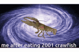 a picture of a crayfish with the words me after eating 2001 crawfish