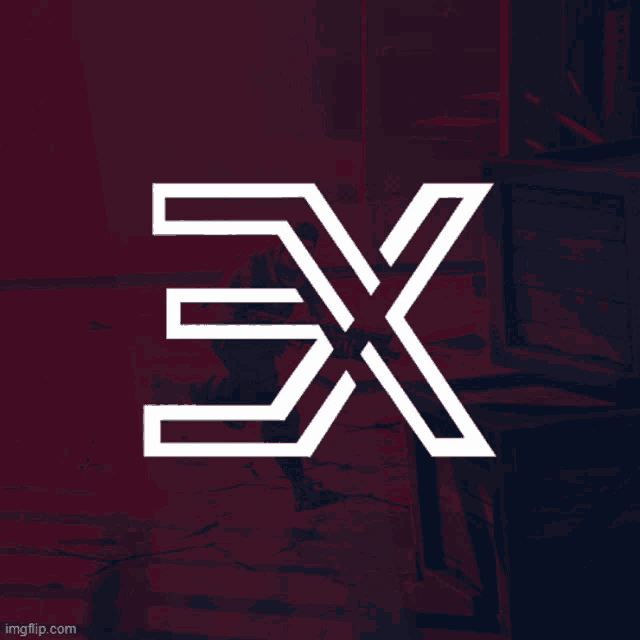 a red background with a white x and the letter e