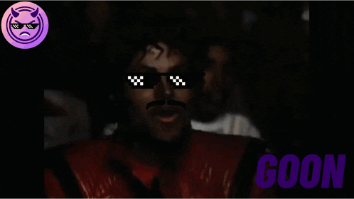 a picture of a man wearing sunglasses and a mustache with the word coon below him