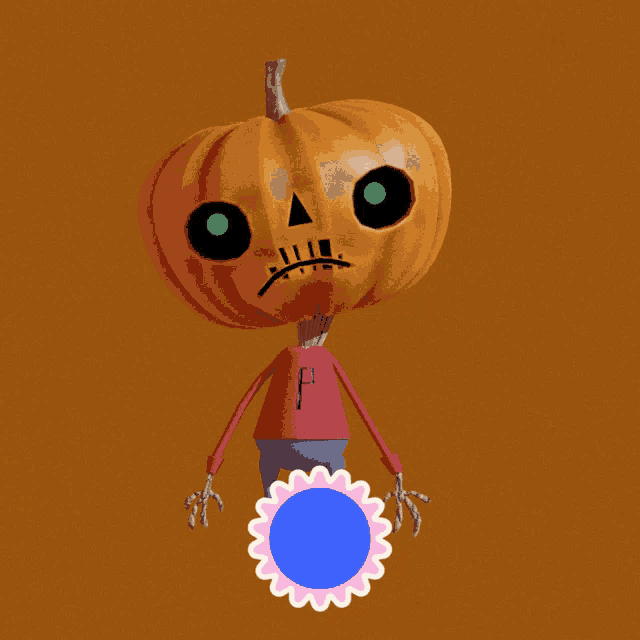 a cartoon character with a pumpkin head and the words " my sweet love "