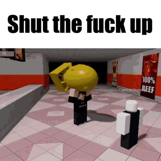 a screenshot of a video game with the words shut the fuck up at the top