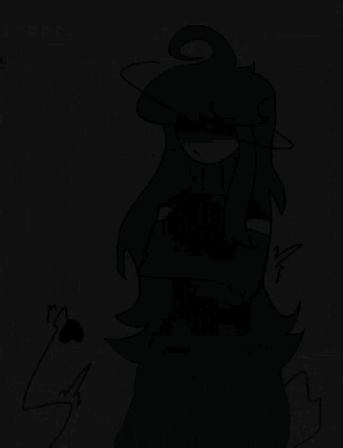 a drawing of a girl with green hair and a black sweater