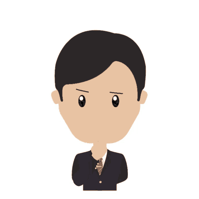 a cartoon of a man in a suit and tie with a sad look on his face