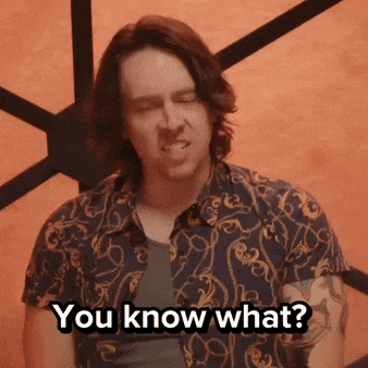 a man in a paisley shirt is making a funny face and says " you know what "