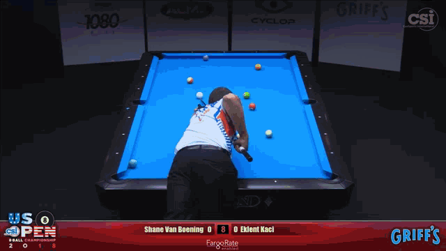 a pool table with a csi logo on the bottom right
