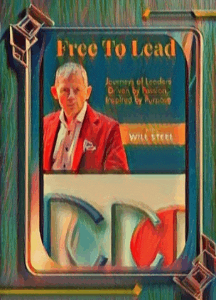 a painting of a man in a red jacket with the words free to lead on it