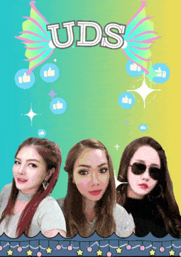 a poster with three women and the word uds on it
