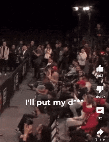 a screen shot of a crowd with the words i 'll put my dislike at the top