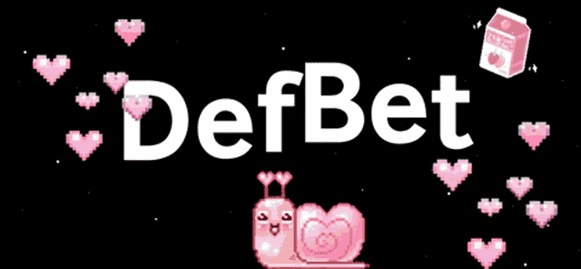 a snail is surrounded by pink hearts and the word defbet