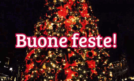 a picture of a christmas tree with the words buone feste above it