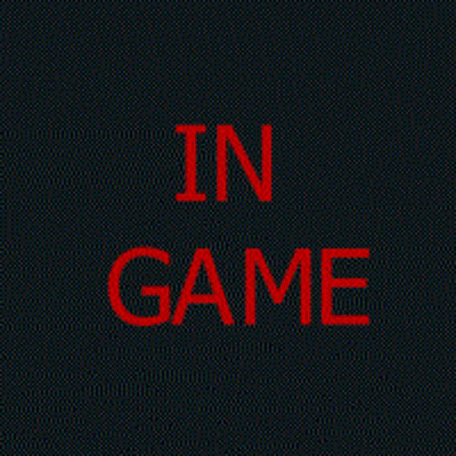 the word in game is written in red on a black background .