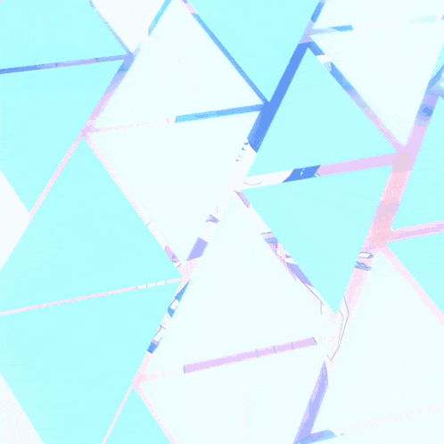 a girl in a kimono is surrounded by blue triangles and a triangle with the letter v on it