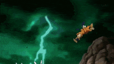 a cartoon of a man kicking another man in the air .