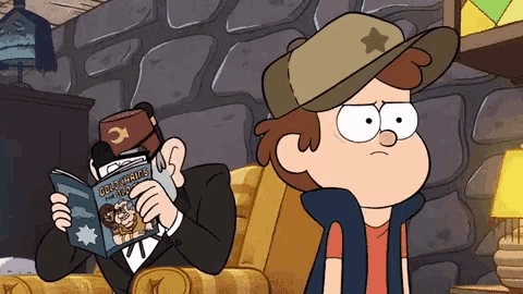 dipper from gravity falls is reading a book called goldilocks