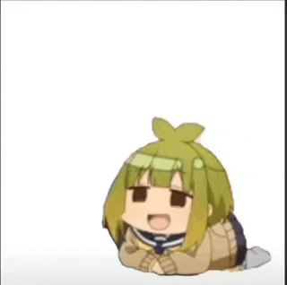 a cartoon girl with green hair is laying on the floor with a speech bubble that says lingang guli guli .