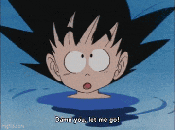 a cartoon character with a surprised look on his face says damn you let me go