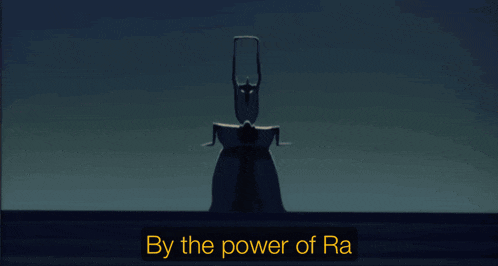 a cartoon scene with the words by the power of ra at the top