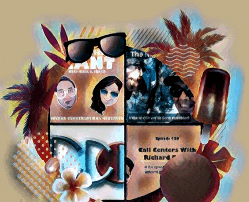 a collage of images with the words " call centers with richard " on the bottom