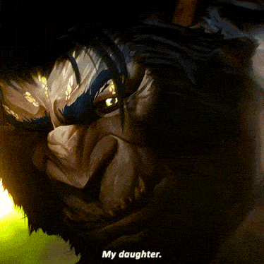a painting of a monster with the words " my daughter " written below it