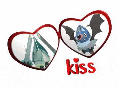 a picture of a bat and the word kiss