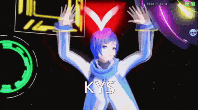 a cartoon character with the word kys written on it