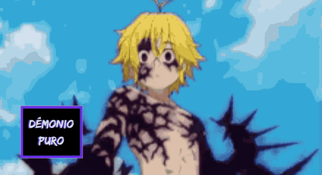 a pixelated image of a demon with the words demonio puro below him