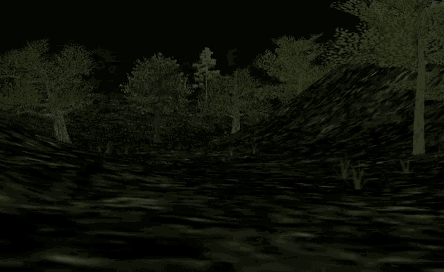 a computer generated image of a dark forest