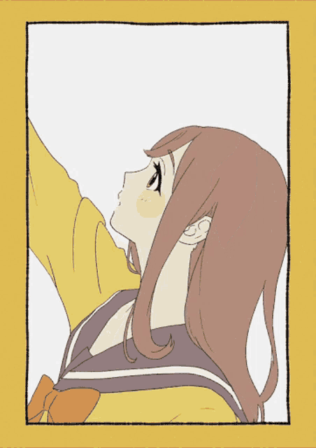 a drawing of a girl with long hair and a yellow shirt