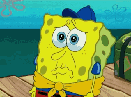 a cartoon of spongebob wearing a hat and scarf
