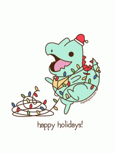 Happy Holidays Dinosaur GIF - Happy Holidays Dinosaur Santa Hat GIFs