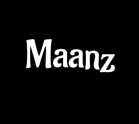 the word maanz is written in white letters on a black background .