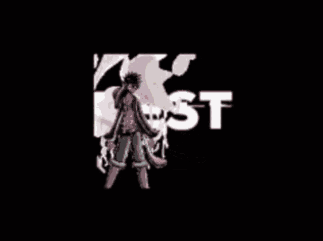 a black background with a cartoon character and the word beast on it