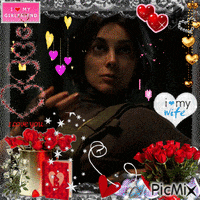 a picture of a woman with a heart that says i my wife