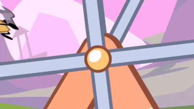 a cartoon of a ferris wheel with a pink background