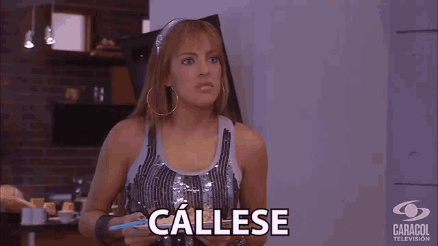 a woman is holding a plate of food and the word callese is above her