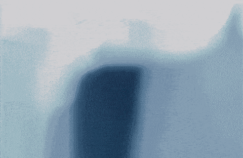 a blue and white abstract painting with a gray border