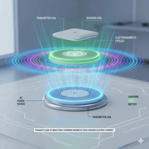 a diagram of a faraday 's law of induction charging device